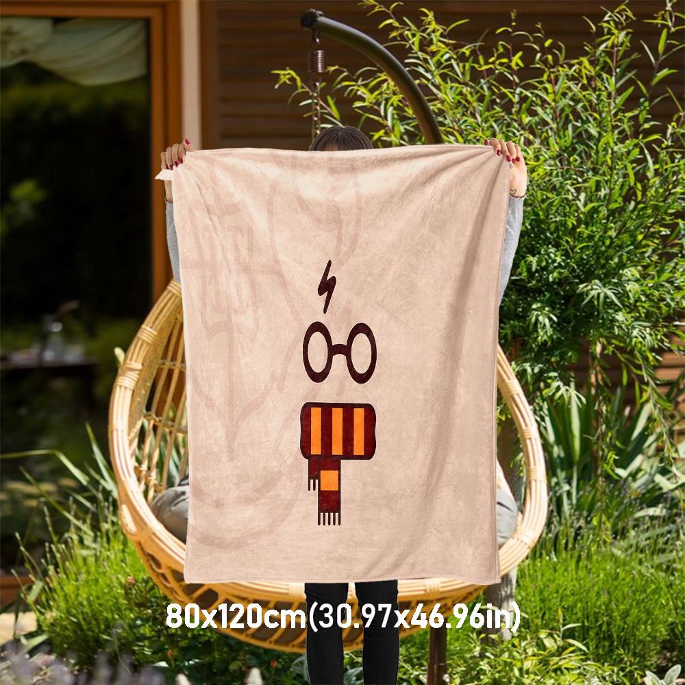 

1pc scarf glasses lightning bolt Outdoor Flannel Throw Blanket All-Season Soft Warmth, travel,Gift for Home Decor-1031264 80x120cm