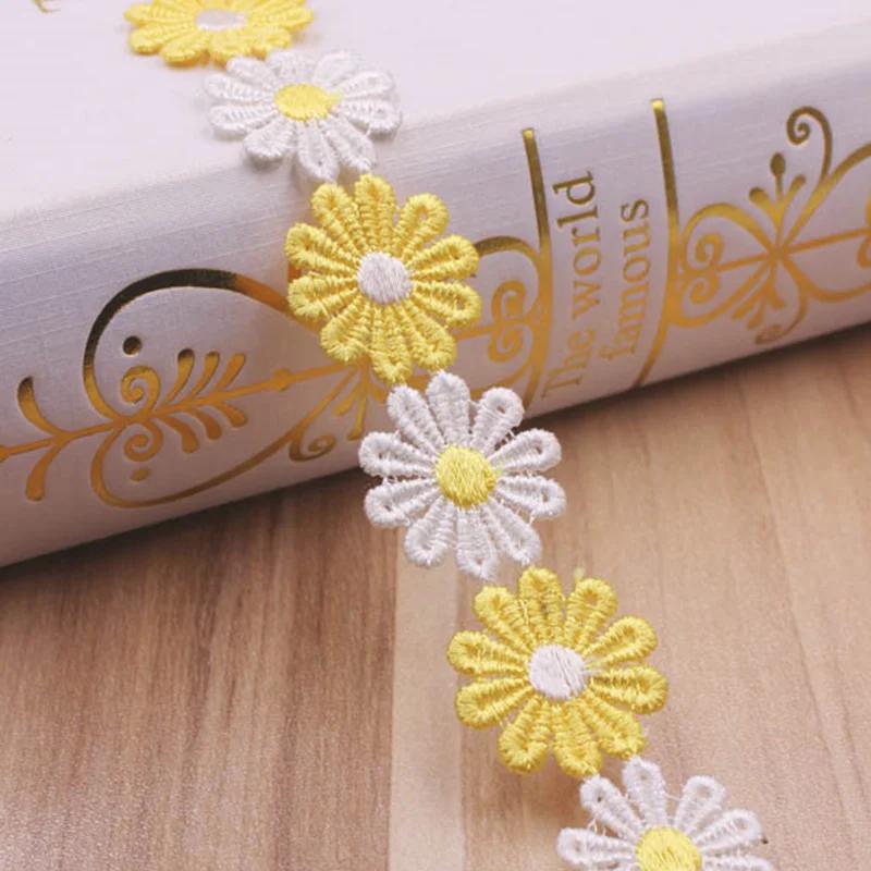 

5/15 Yard Lace Material Clothing Accessories Multicolor Flower Embroidered Lace Ribbon Trim Fabric Wedding Dress Sewing Supplies 5Yard жовтий