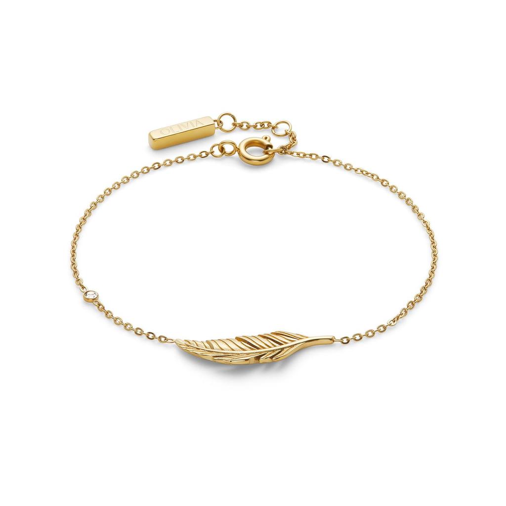 Authentic imported bracelet for women 24100216 Signature Feather Gold Bracelet [OLIIVA BURTON]