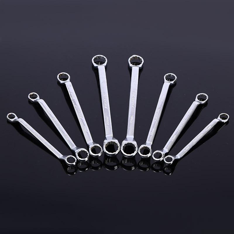 Double-Head Plum Wrench Set, Extended Two-In-One Design, Mirror Polished Chrome, Internal Hex, Perfect For Auto Repair