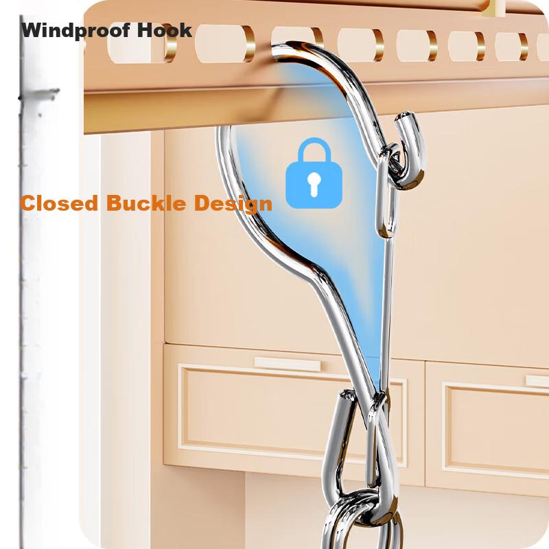 Jiabangshu Stainless Steel Clothes Drying Rack with 24 Clips Multi-Functional Windproof Sock and Underwear Hanger