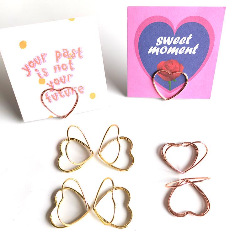 Creative Metal Double Layer Heart Desktop Holder: Sticky Notes, Business Cards, Messages, and Number Display.