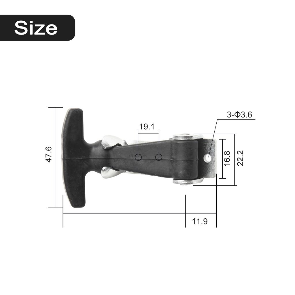 1 Pcs Elastic Stainless Steel Rubber Hood Catch Flexible T Handle Hasp Rubber Elastic Shock-absorbing T-shaped Buckle