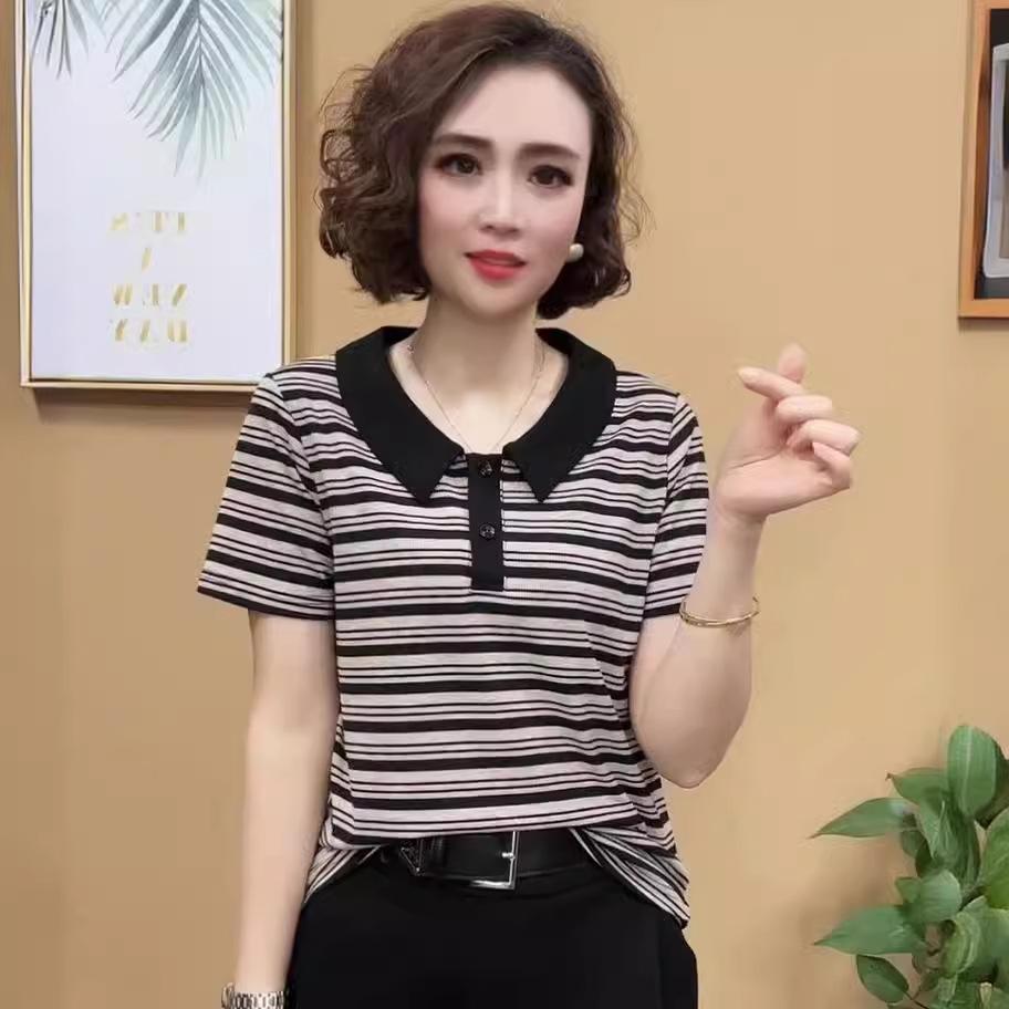 

Летняя Новая Мода Полосатый Свободный и Тонкий Повседневный Топ 4XL чёрный