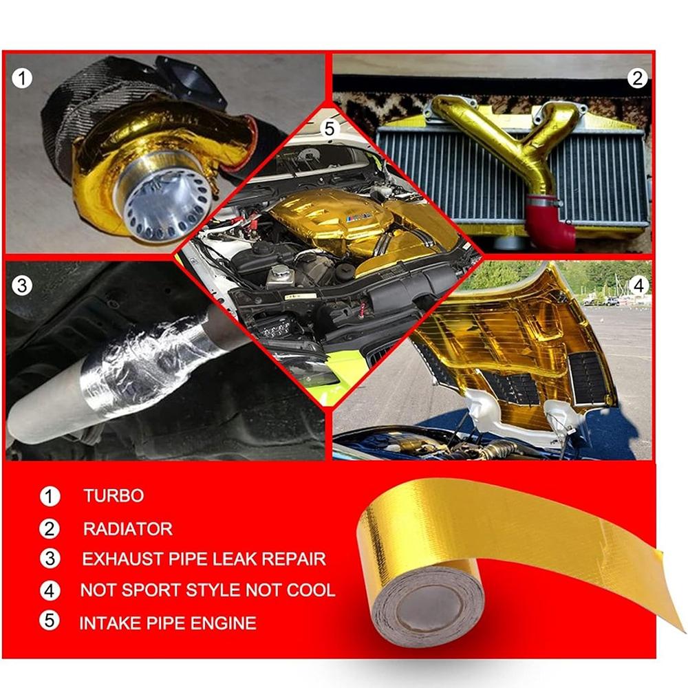 5metrová tepelná izolační páska z hliníkové fólie ze skelných vláken, samolepicí páska z výfuku, sacího potrubí a motoru