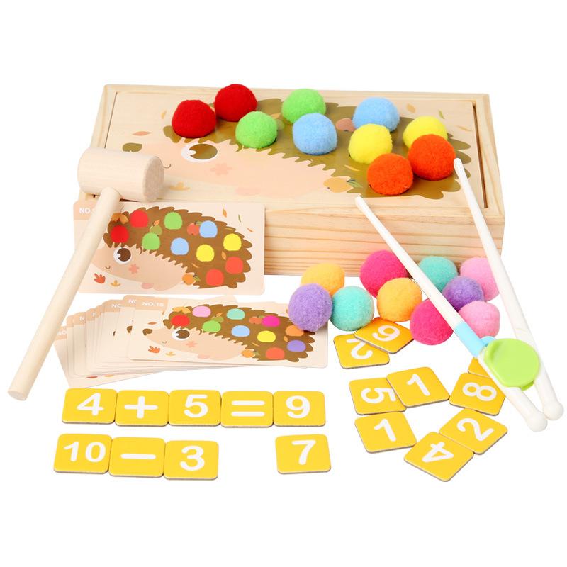 Montessori Children's Early Education Toys Rainbow Strike Table Ground Mouse Clip Beads Early Mathematics Learning