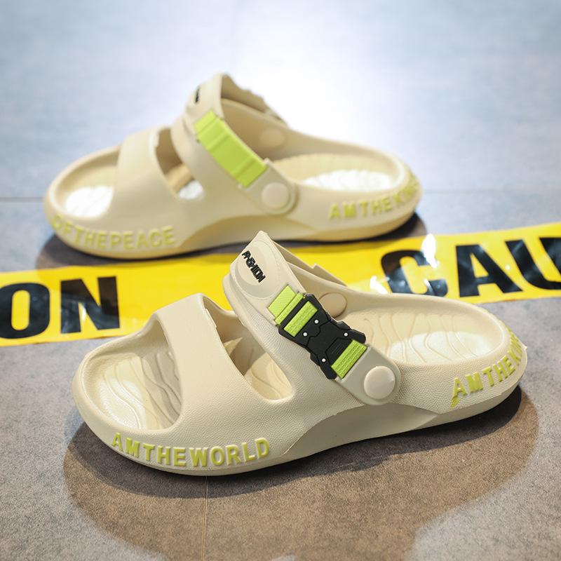 

Children s Non-Slip EVA Sandals for Outdoor Wear - 2026 New Style, Single-Strap, Boys & Girls Summer Slippers 34 хакі