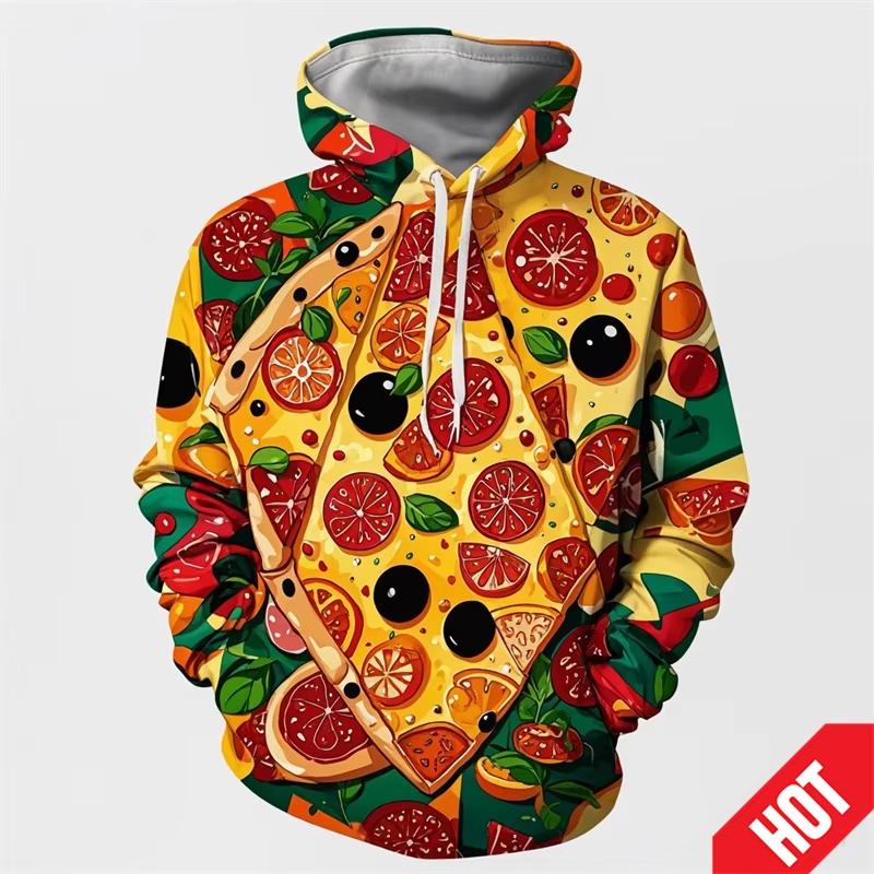 Men's Clothing 3D Printed Funny Food Pizza Hoodie Men's Streetwear Men's Oversized Hoodie Pullover Men's Autumn Hoodie