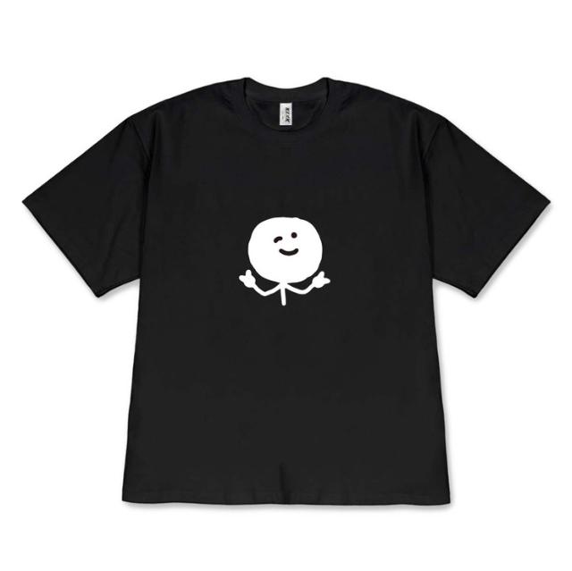 

Kawaii Minimalist Wink Smiley Face TShirt Casual Short Sleeve Tee for Unisex Women Korean Style Fashion Versatile Tops Black 4XL