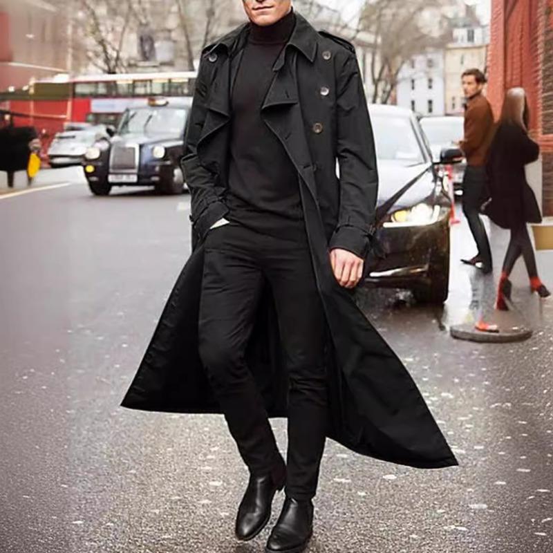 Férfi plusz hosszú Trench Coat Fashion alkalmi dzseki