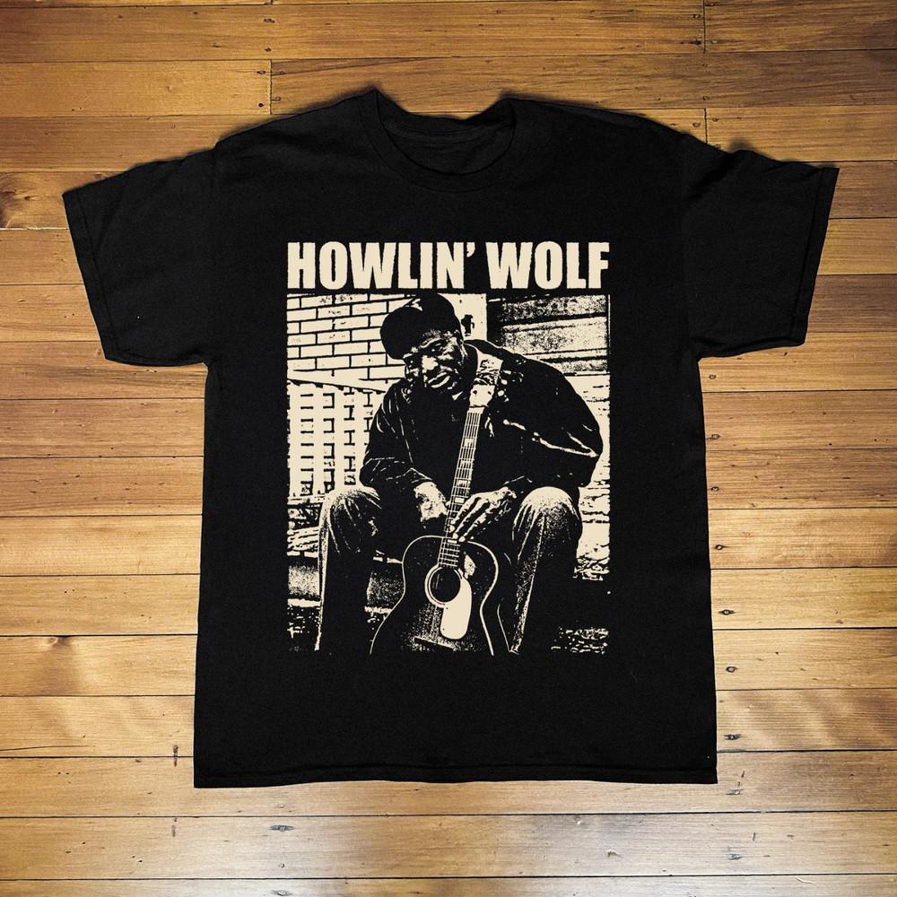 

VTG HOWLIN WOLF Music Star Heavy Cotton Black T Shirt S-5XL Unisex T-Shirt XXXXL