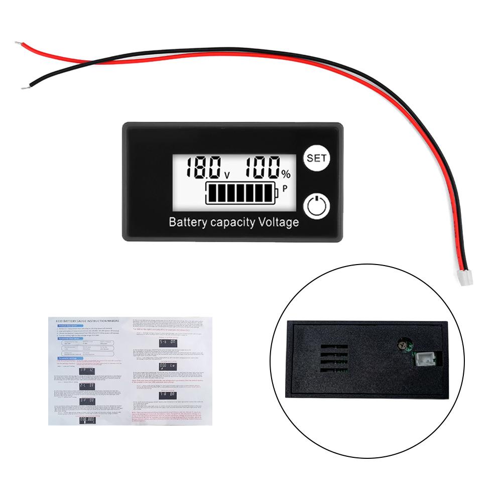 6133A Battery Capacity Indicator DC8-100V Digital Electricity Meter Lead-acid Lithium LiFePO4 Voltage Tester for Car Motorcycle