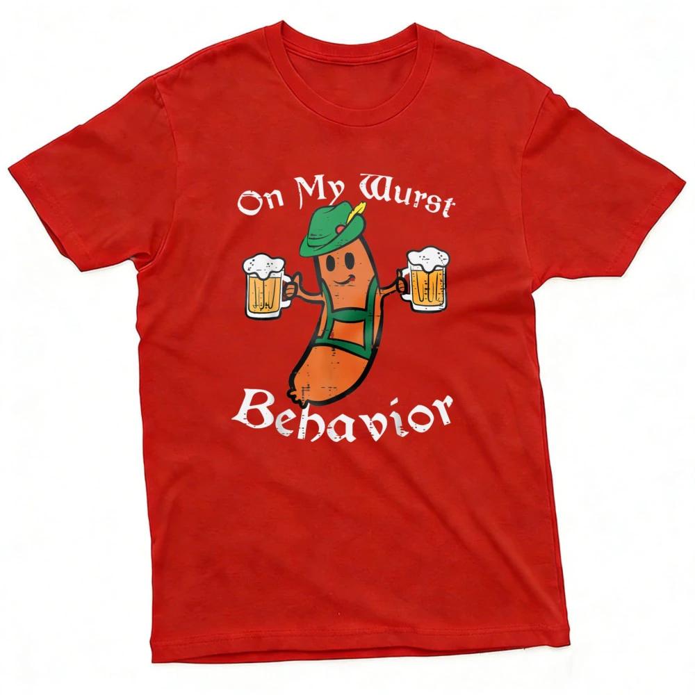 Auf meinem schlimmsten Verhalten Oktoberfest Wurst Bier Design T-Shirt Herren T-Shirt Baumwolle Sommer Kurzarm Lässige Mode Oberteile