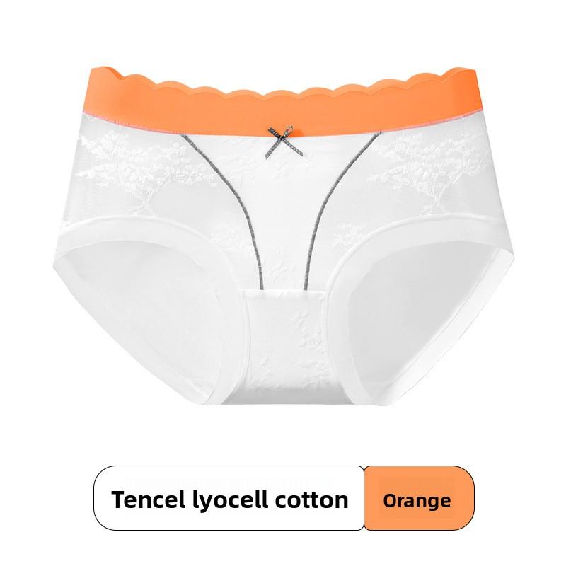 

Big Size Female Summer Thin Lace Cotton Bacteriostatic Long Crotch Breathable Full Hip High Waist Briefs M оранжевый