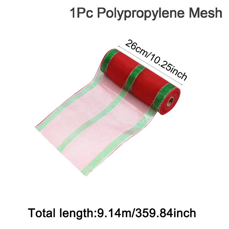 26cm 10Yards Christmas Decor Mesh Ribbon Glitter Mesh Roll for Christmas Tree Decorations Home Door Wreaths Garland Xmas Gifts