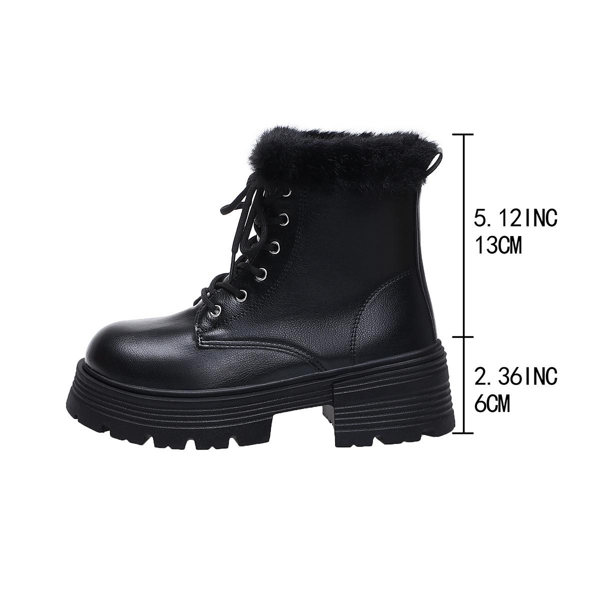 

Women s Large Size Thick Sole Winter Warm Fur One Snow Boots Thickened Lined Ankle Boots Non-slip Hiking Sports Cotton Shoes Martin Boots 35