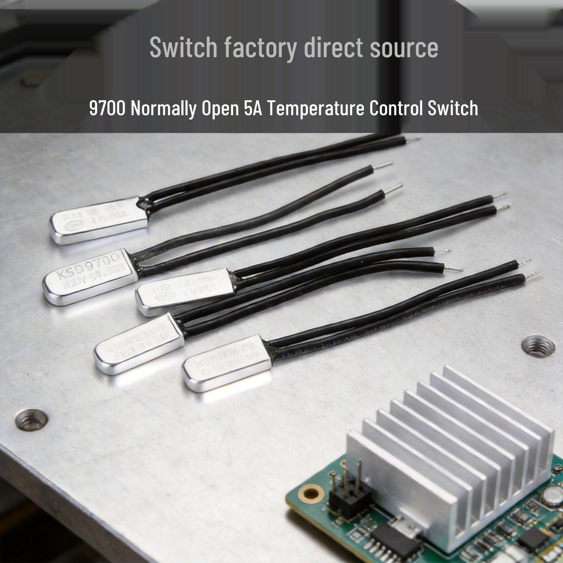 

Temperature Control Switch KSD9700: 5A, Normally Closed/Open, Metal, 40°C-150°C. 105°C Normally Open 5A 250V
