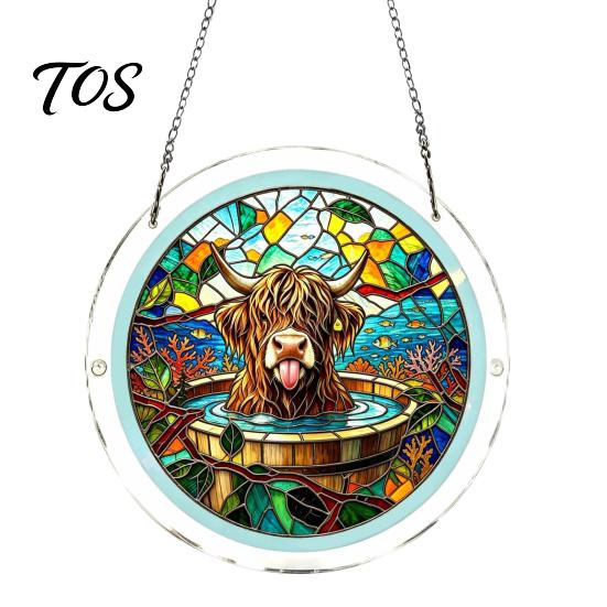 Non Fragile Glass Alternative 7.48 Inch Circular DIY Puzzle Suncatcher, Acrylic Stained Style Window Hanging Ornament, Crafts for Adults Waterproof
