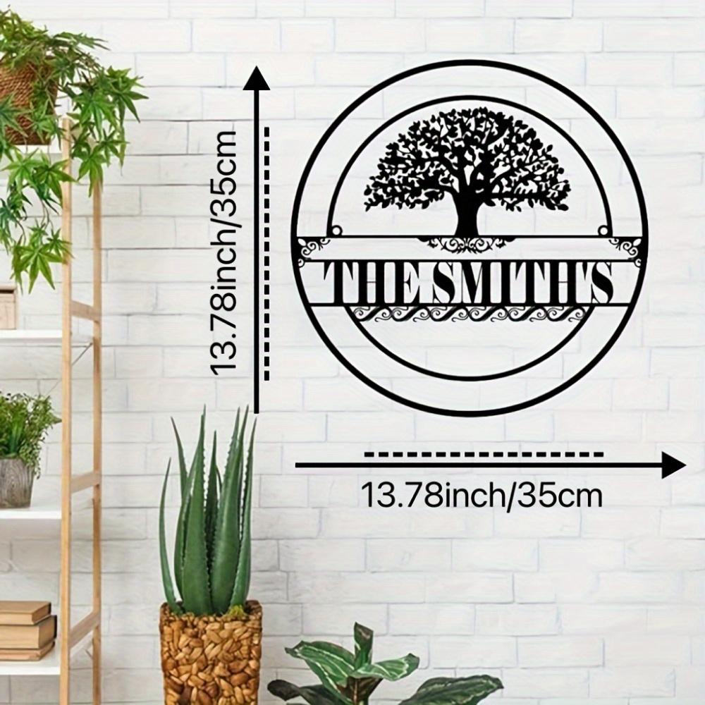 

Metal Wall Art Family Tree Name Sign Personalized Decorative Detachable Housewarming Gift