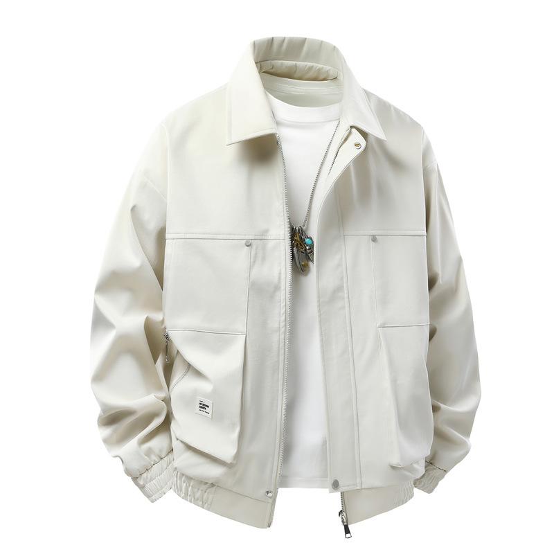 Herren Frühling Einfacher Kragen Übergröße Arbeitskleidung Neuer Trend Locker Lässig Einfarbige Vielseitige Jacke