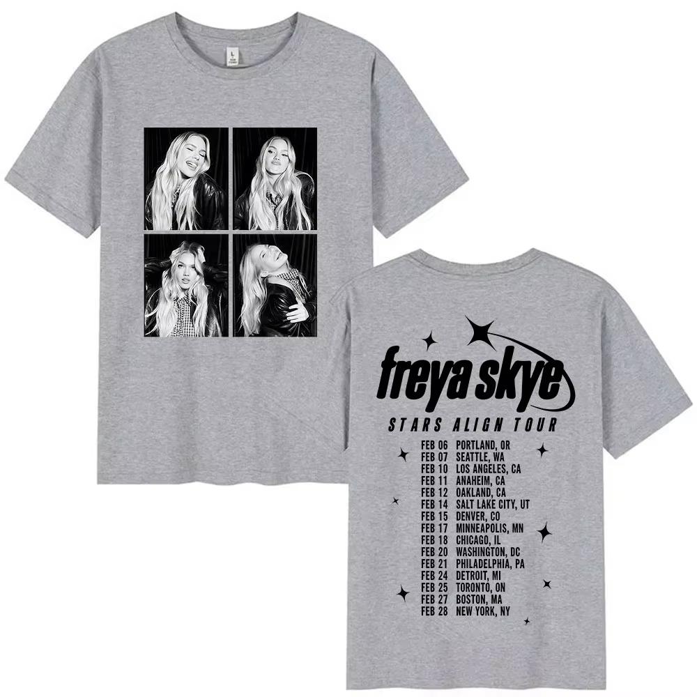 Singer Freya Skye 100cotton Unisexs Shirt Summer Stars Align Tour Album Graphics Womens Y2k Hip Hop Streetwear Tshirt