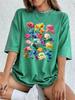 Watercolor Vibrant Flowers Prints Washed TShirts Womens Cotton Oversized T Shirt Casual Short Sleeve Tops Summer ONeck Clothes