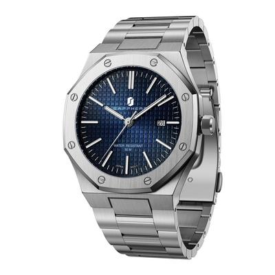Pánské chronografické hodinky Nerezová ocel 50M voděodolné Business Stylové Quartz Analogové Datum Stříbrné Modré