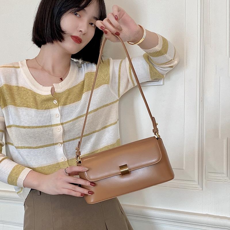 Leather handbag women's new trendy fashion retro underarm bag method stick bag medieval shoulder messenger women's bag