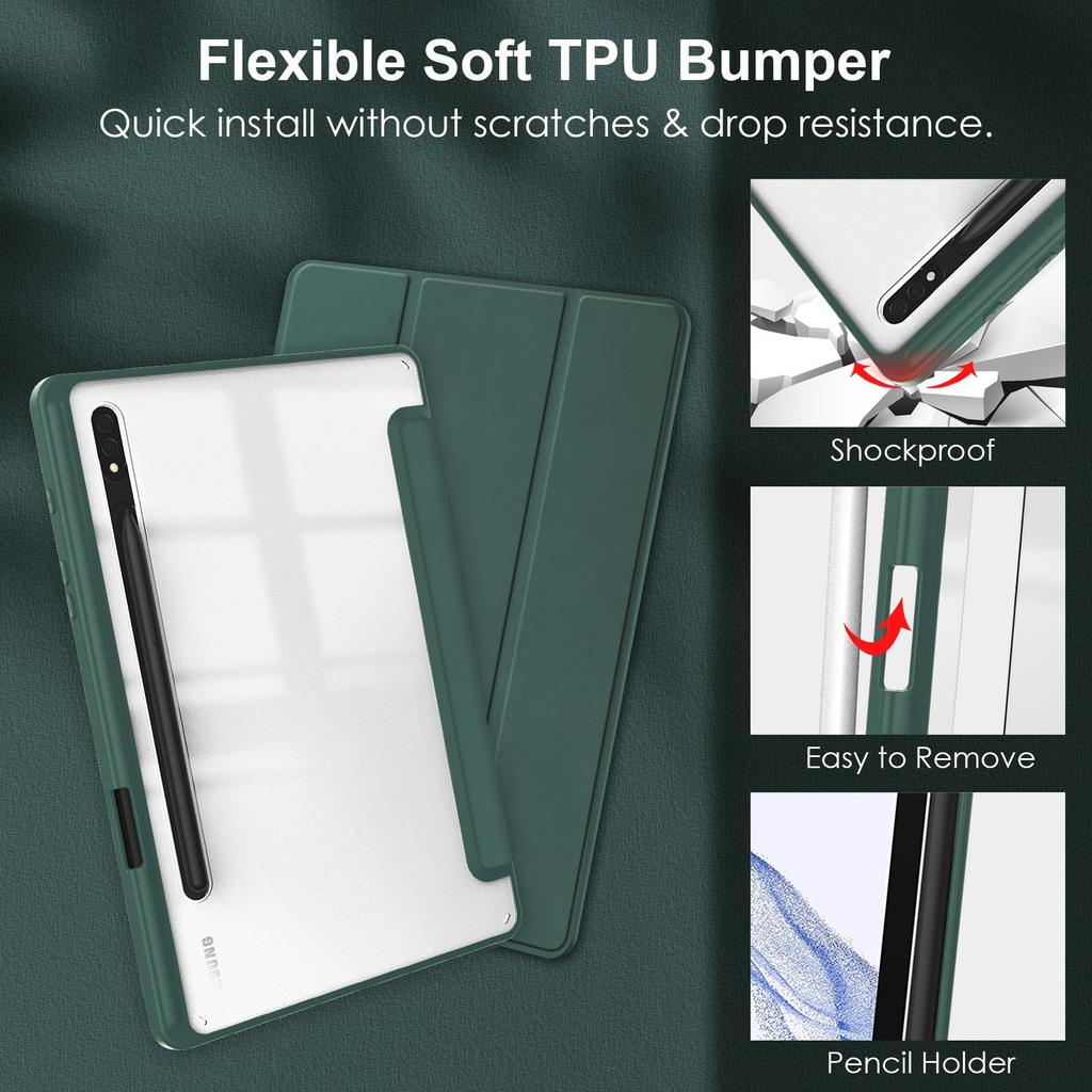 For Samsung Galaxy Tab S10 S9 Plus 12.4 inch Case Acylic Transparent Back Tablet Cover For Tab S9 11" 12.4" Pencil Holder Funda