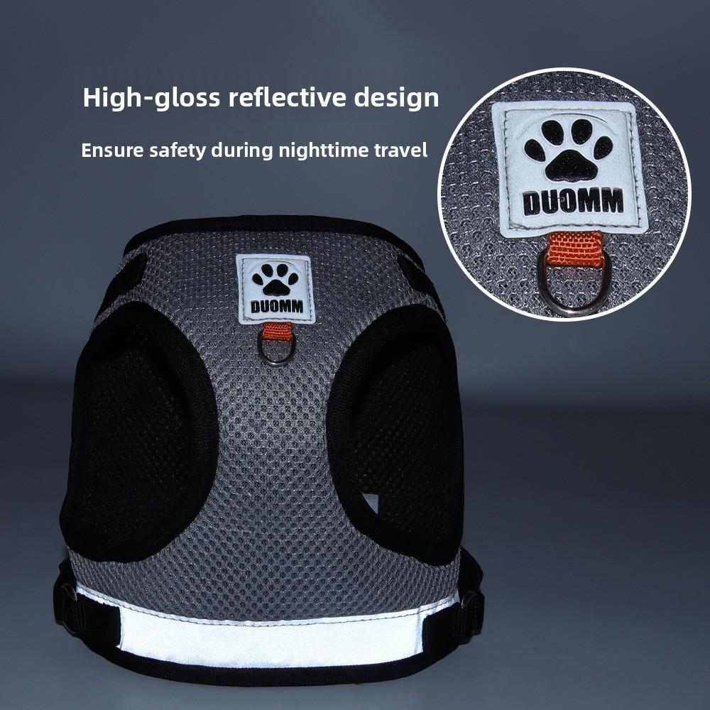 Pet Harness With Double Layer Mesh Reflective Breathable For Dogs And Cats