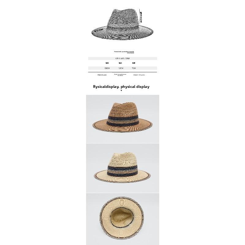 Meimeier Men's and women's beach sun protection straw hat, sunshade beach hat, outdoor woven jazz hat, sun protection hat