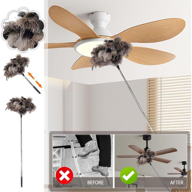 Electrostatic Feather Duster with Long Handle for Window Baseboard Vent Furniture Appliance Blind Cobweb Removal Fan Dusting