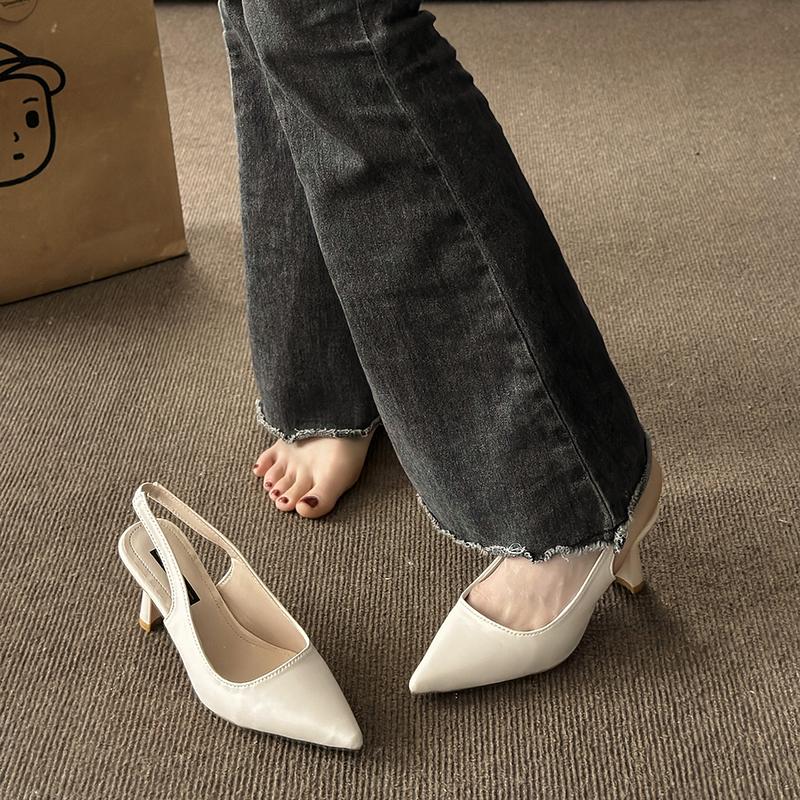 Modische Sandalen Damen Sommer Neue Mode Damen Sandalen 2024 Spitzpumps Damen Schuhe Bürokleiderschuhe Sexy Blockabsatz High Heels