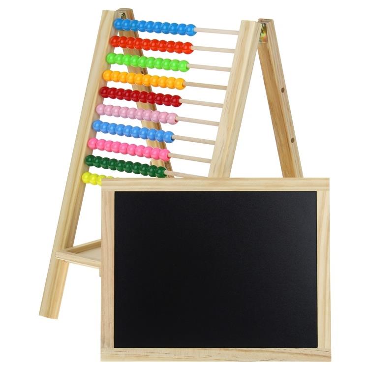 Wooden Double-Sided Magnetic Chalk Board with Abacus + Accessories
