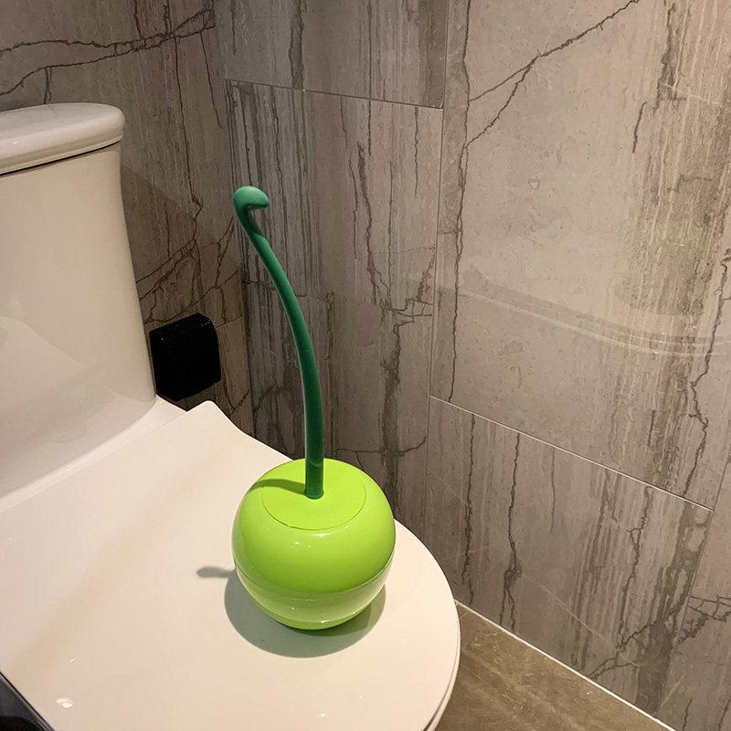 New Cherry Toilet Brush Household No Dead Angle Hand Washing Bathroom Cleaning Toilet Long Handle Brush with Base toilet cleaner