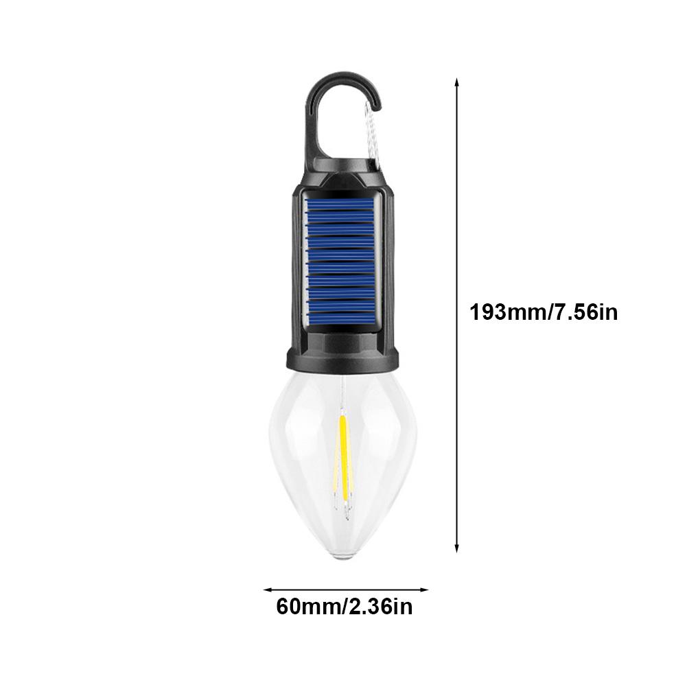 Solar Powered LED Camping Lamp with Hook Outdoor Tent Light USB Charging BBQ Atmosphere Light Waterproof for Outdoor BBQ Camping