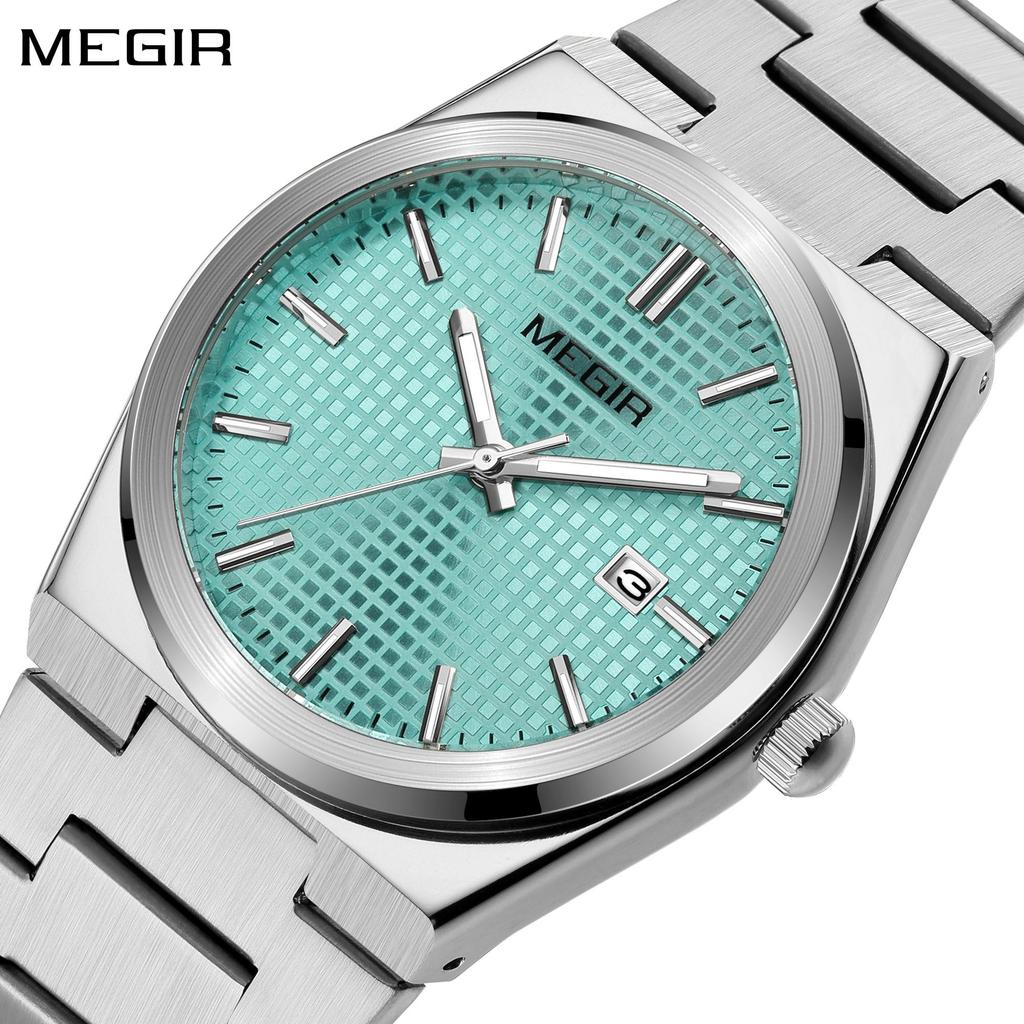 Megir Luxus Business Uhren für Herren Edelstahlarmband Wasserdicht Leuchtend Kalender Herren Quarz Armbanduhr Uhr Reloj Hombre 1086
