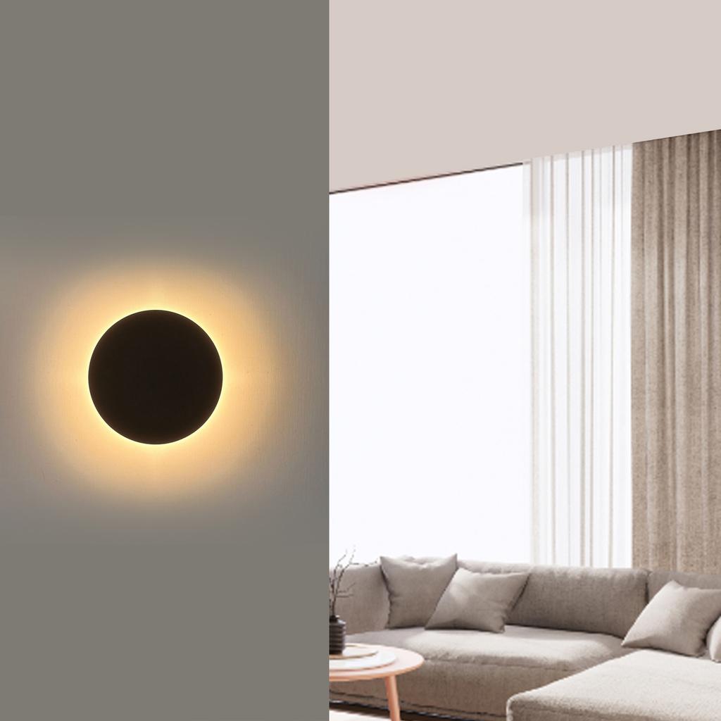 Modern LED Wall Light,   Round Sconce for Bedroom Hallway, Indoor Decorative Lights, 360 Degree Lighting, Warm Light, 12W, Aluminum, 150mm