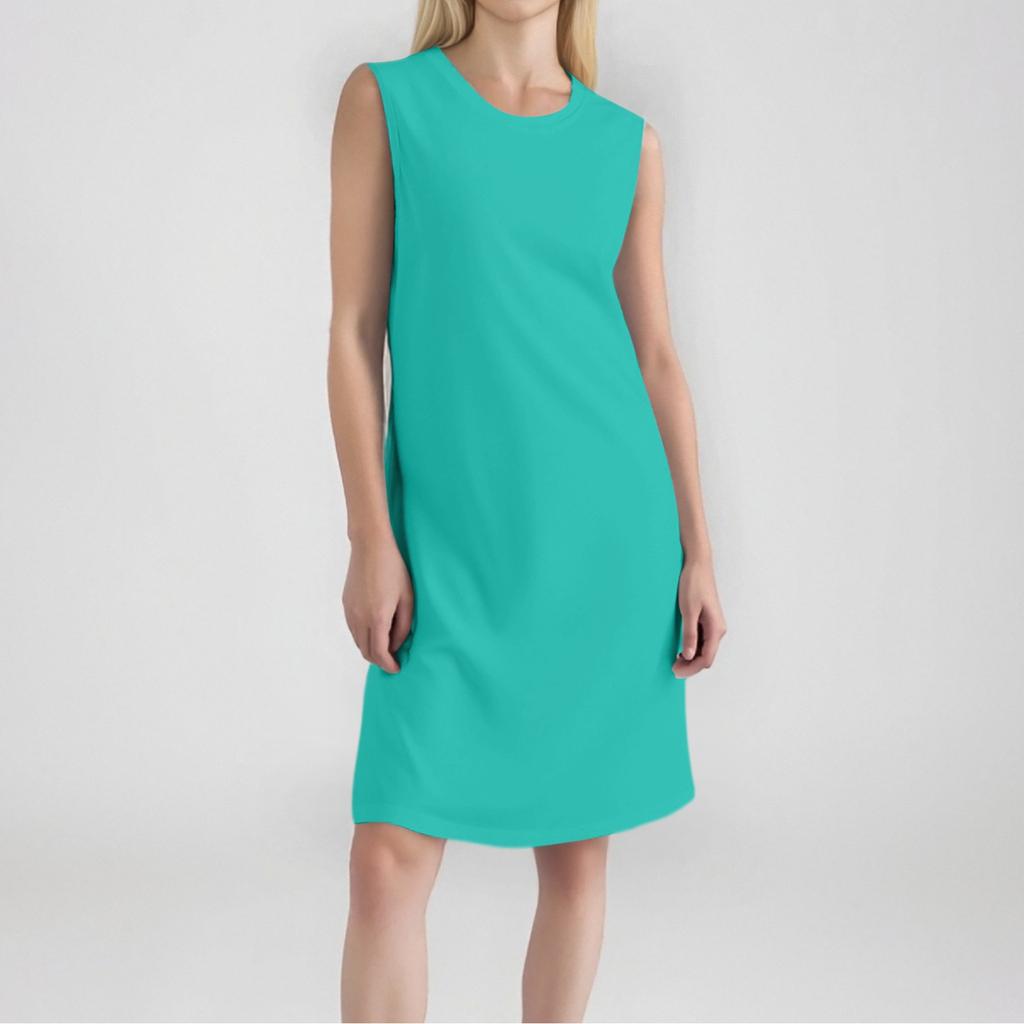 Women's Fashion Casual Color Round Neck Sleeveless Short Dress