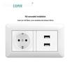 Curved White European Standard Socket Panel with Double USB & Type C, German Switch, Concealed Installation