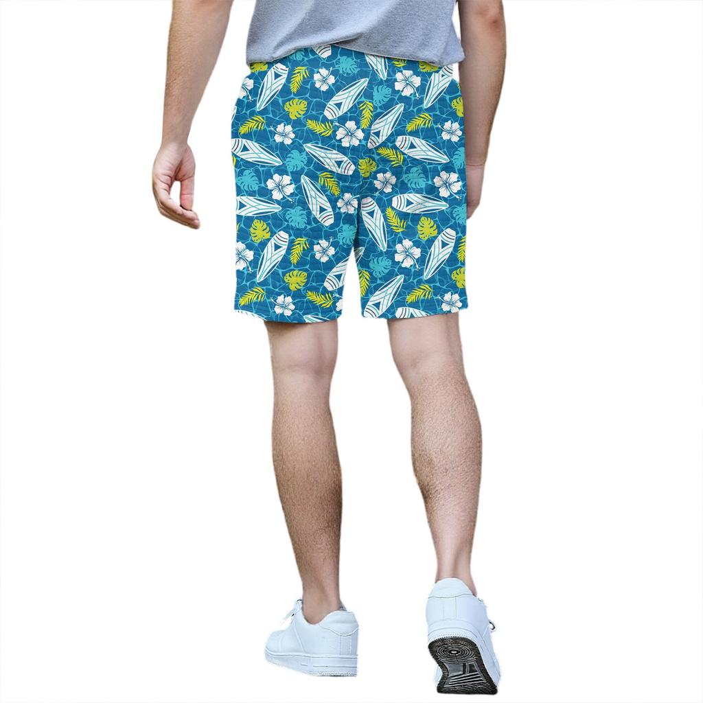 Pantaloni scurți sport imprimați la modă pentru bărbați, cu talie elastică și buzunar, pantaloni scurți de sală