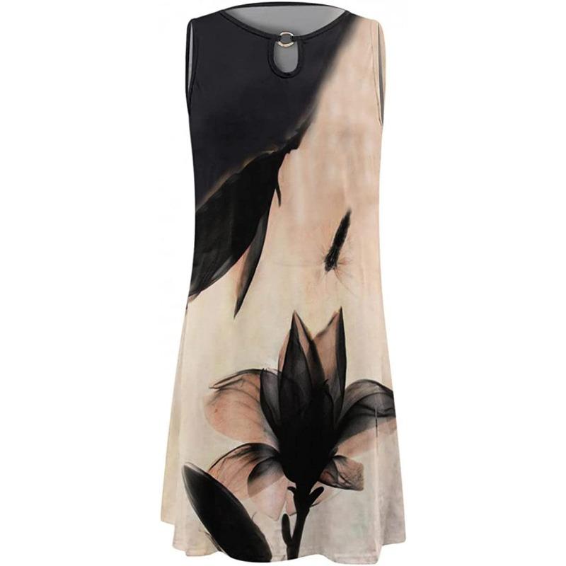 Plus Size Summer Women's Dress Mid Waist Temperament Commuter Flat Bottom Halter Printed Midi Dress Half Bodycon Dresses