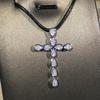 925 sterling copper fashion jewelry cross pendant sweater necklace ladies white zircon cross pendant jewelry gift religion
