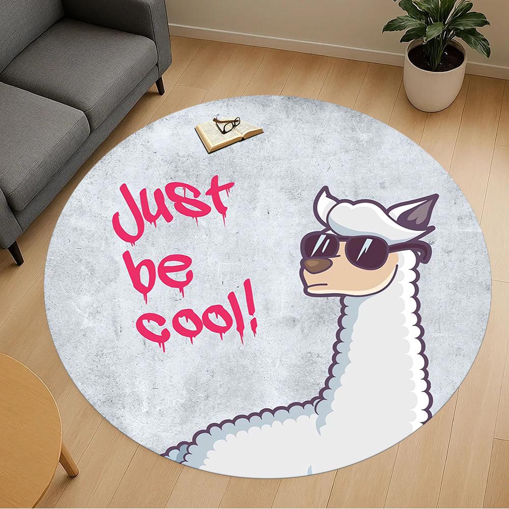 1pc llama cool Round Chair mat Area Rug - Non-Slip, Floor Mat for Office, Bedroom, and Indoor Decor c1118064