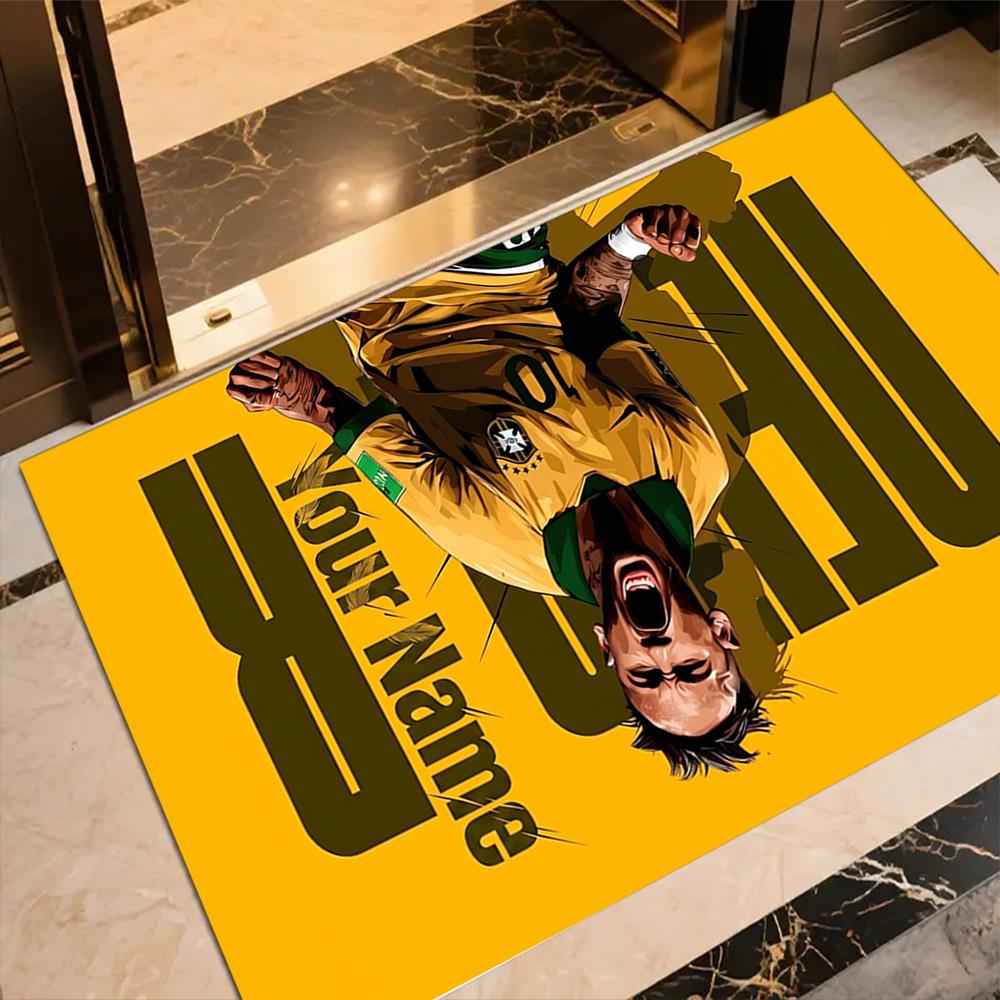 Poster Neymar Energy Tappetino Personalizzato con Nome per Corridoio, Stanze dei Giochi, Dormitorio, Sala Giochi, Tappeto Antiscivolo, Decorazione per Uffici, Regalo per Festival