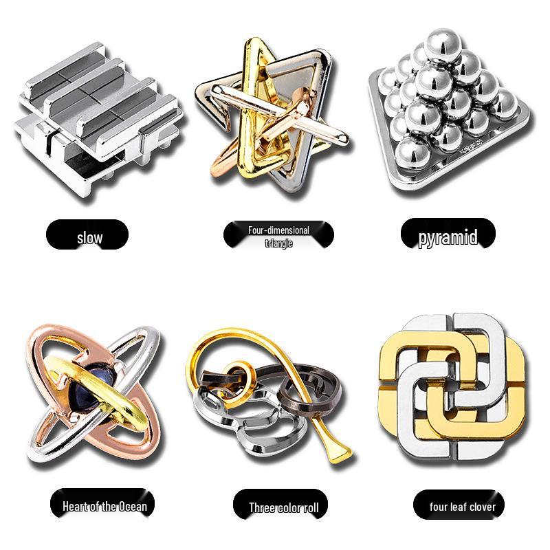 Children's Educational Metal Puzzle Set: Luban Lock, Nine Rings, and Kongming Lock Disentanglement Toys