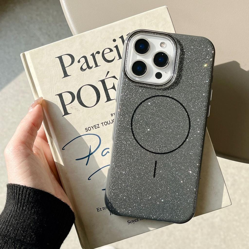 Simple and Practical iPhone 16 Pro Max Apple 17 Phone Case 15/14 Magnetic IMD Glitter Fine Circle Soft Case
