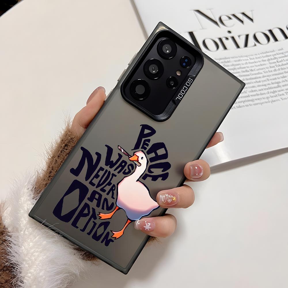 Funny Goose Phone Case For Samsung Galaxy S25 Edge S24 S23 S22 S21 S20 Ultra Funda Silicone Silver Cover