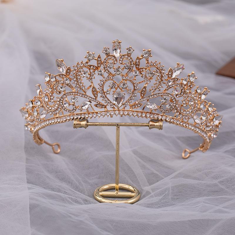 DIEZI Luxury Elegant Purple Pink AB Crystal Flower Tiara Crown For Women Bridal Bride Queen Headbands Hair Wedding Accessories