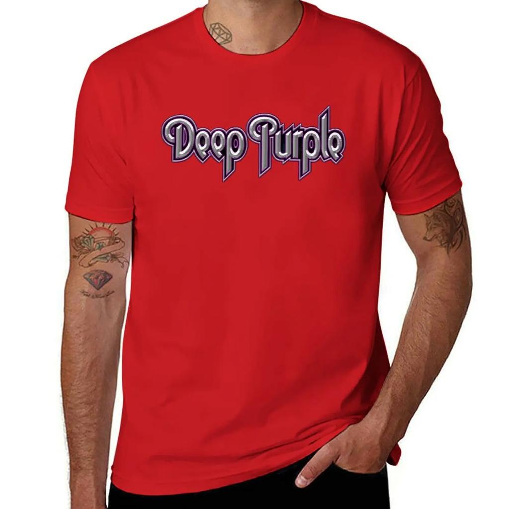 Deep Purple Text Symbol T-Shirt Oversized Graphics Shirts Graphic Tee Street Wear Fitted T Shirts for Men
